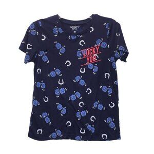Mighty Fine Blue Lucky You Top Women Size Medium Short Sleeve T Shirt Ho…
